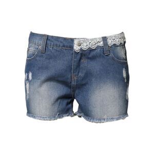Gio Cellini Blue Cotton Low Waist Denim Casual Hot Pants Women's Shorts